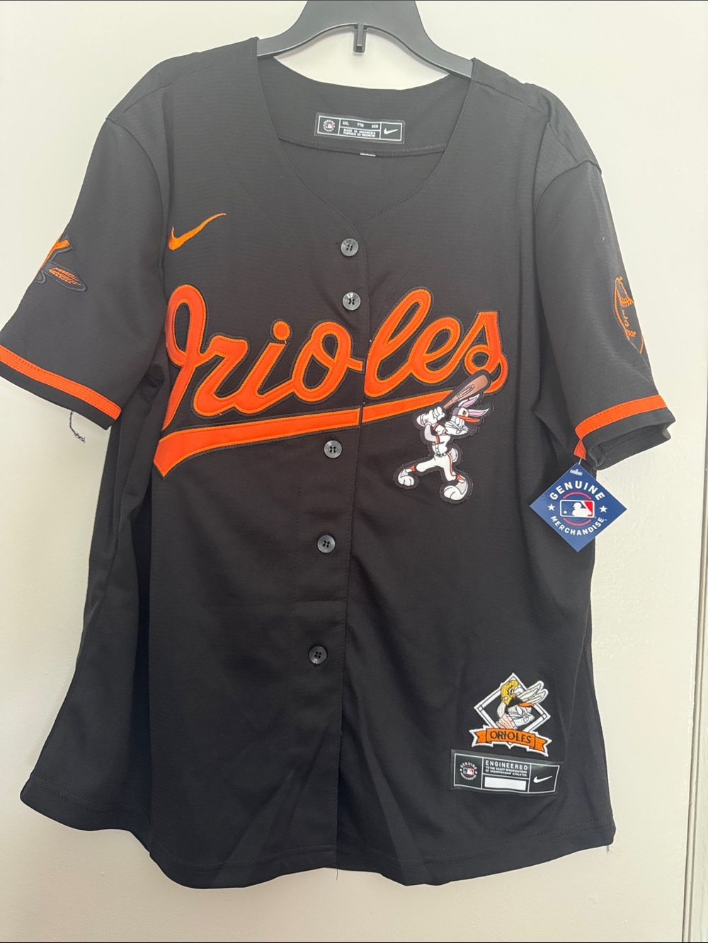 Nike Black & Orange Orioles Bugs Bunny Baseball Jersey, Women’s XXL